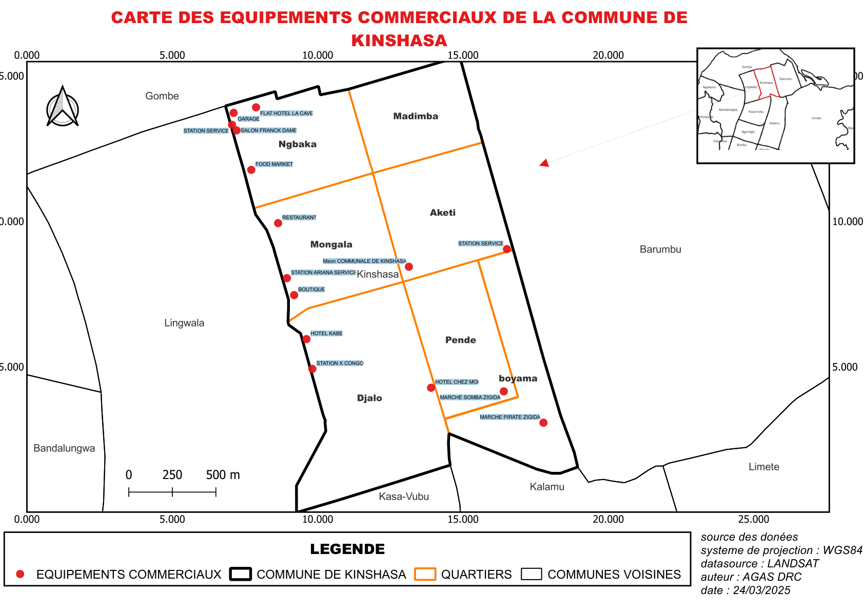 Carte Des Equipements Commerciaux De La Commune De Kinshasa