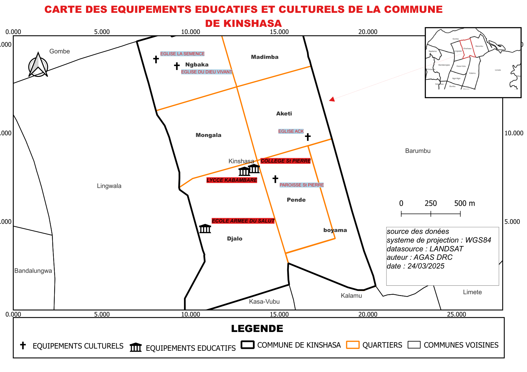 Carte Des Equipements Educatifs Et Culturels De La Commune De Kinshasa