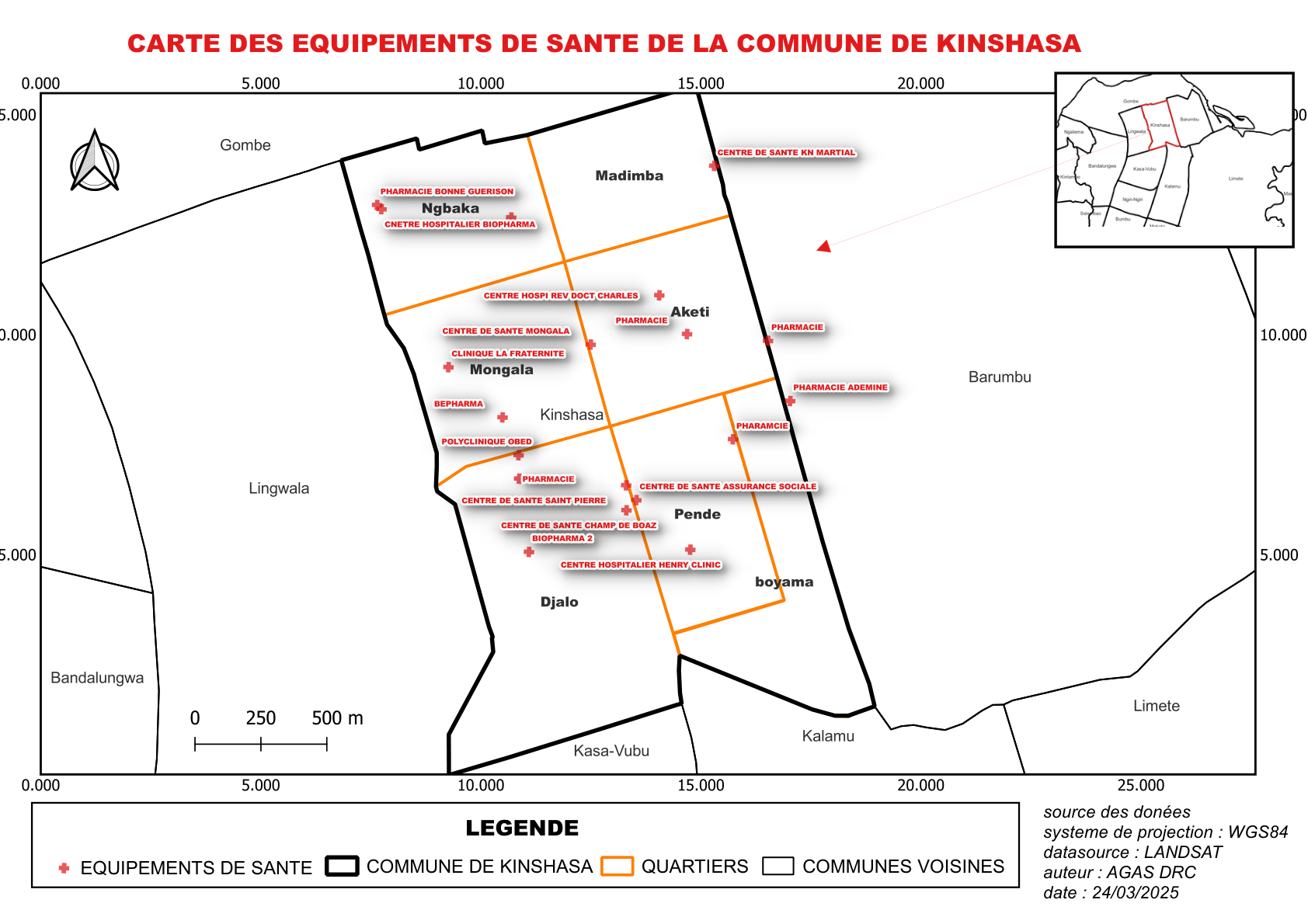Carte Des Equipements De Sante De La Commune De Kinshasa